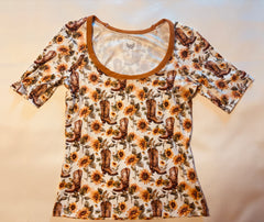Cowboy Boots and Sunflowers Top for Women