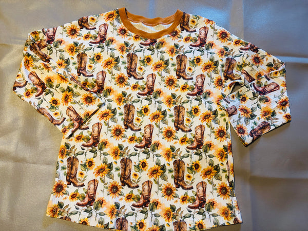Cowboy Boots and Sunflowers Top for Women