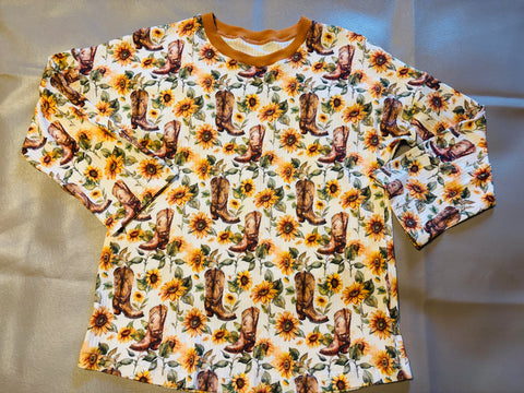 Cowboy Boots and Sunflowers Top for Women